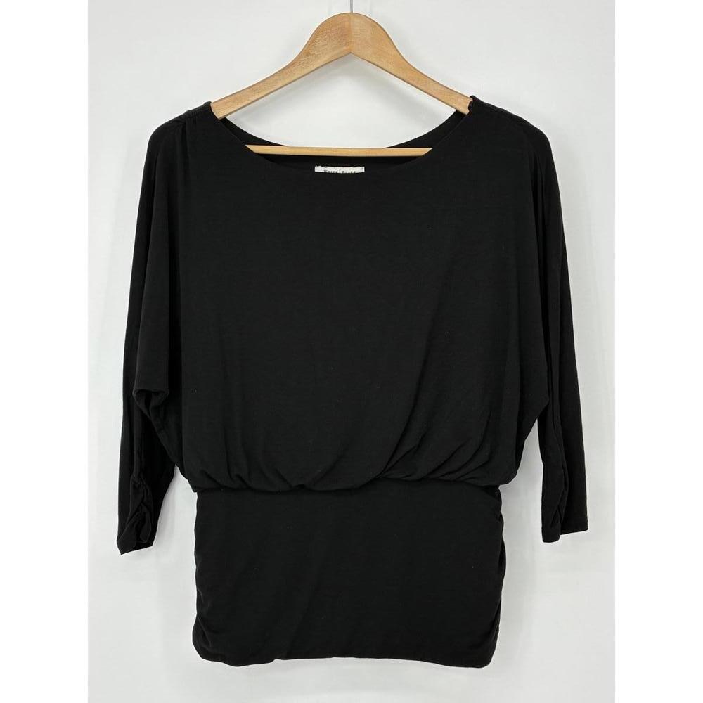 White House Black Market Blouse Black 3/4 Sleeve Top Women's Size M